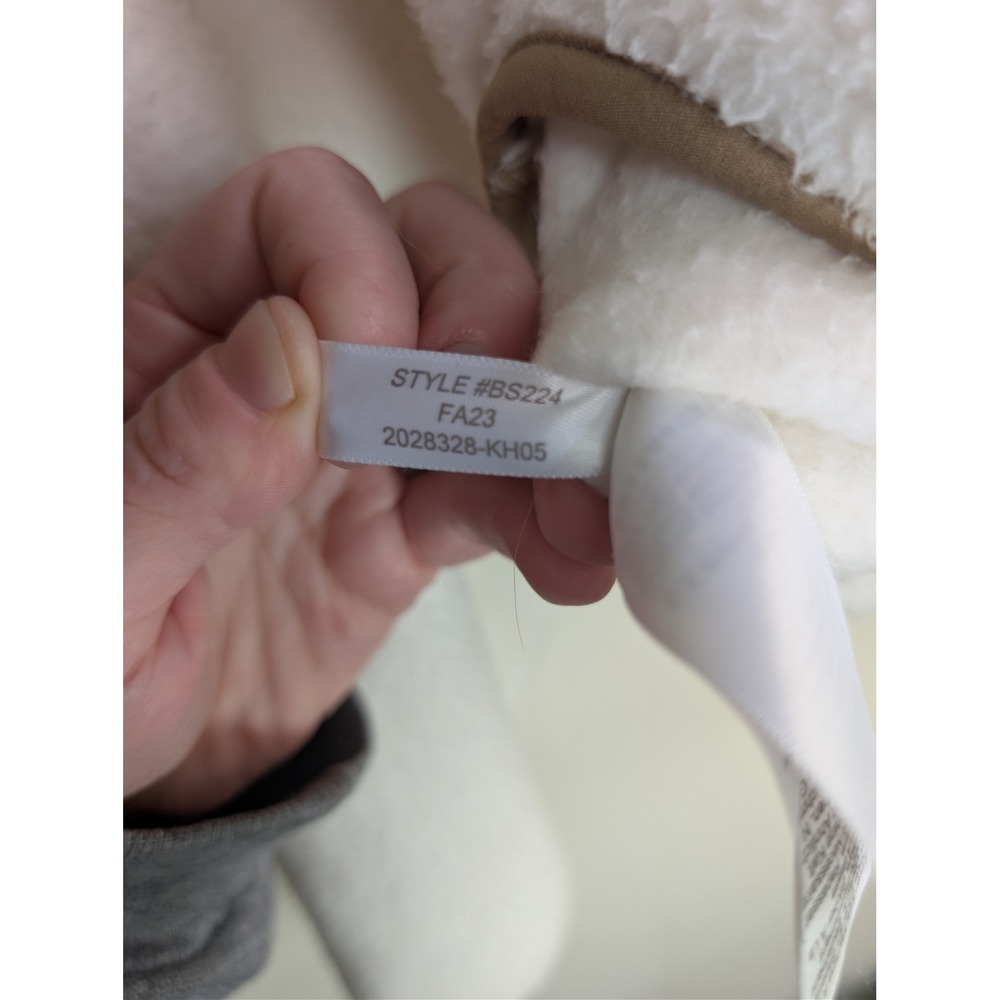 J.Crew Sherpa Half Zip Tunic Pullover Fleece Womens S Cream Tan Trim Cabincore - Picture 3 of 6